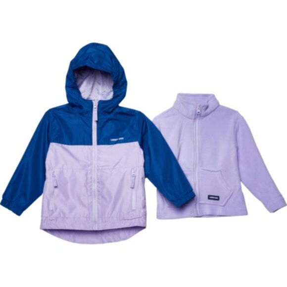 NEW! Land's End Girl 3-in-1 Full Zip Hooded Jacket Size L 10/12 Lavender Blue